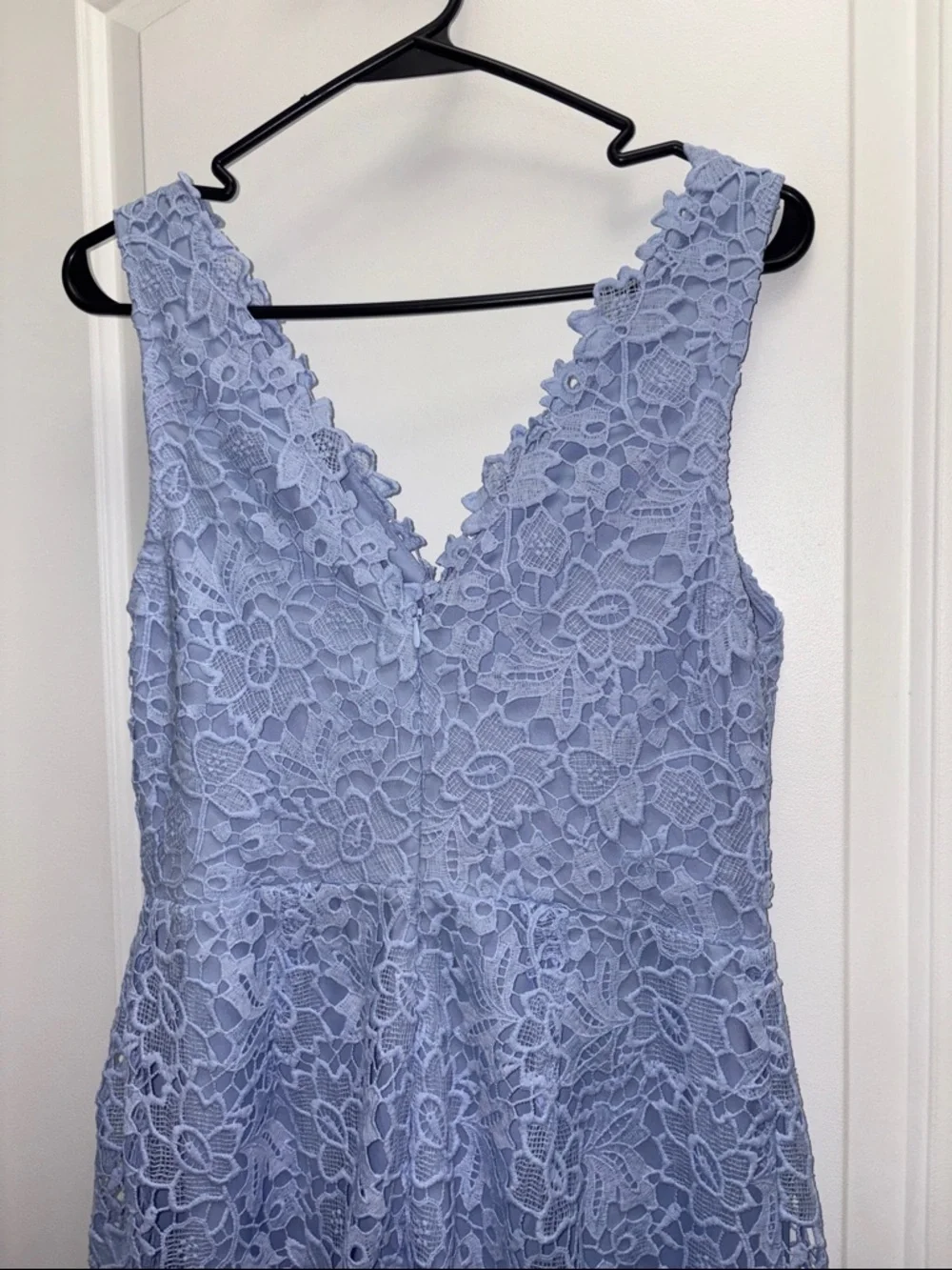 ASTR The Label Blue Floral Guipure Lace Midi Dress Romantic Coquette Large